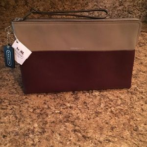 Coach colorblock large leather wristlet