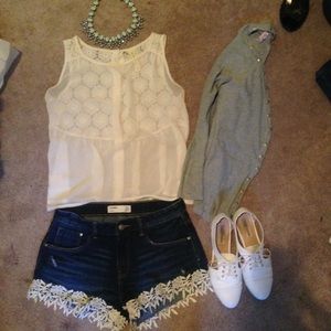 Grey cardigan and sheer tank bundle