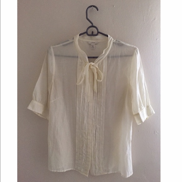 ❌SOLD❌JCrew Ivory Cotton/Silk Blend Blouse - Picture 2 of 3