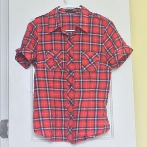 Forever 21 Plaid Short Sleeve Button Up