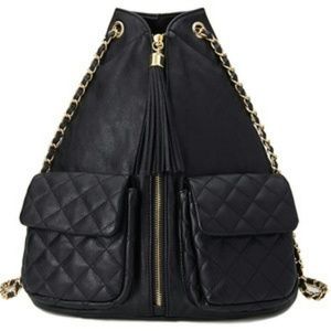 Forever 21 quilted faux black leather backpack