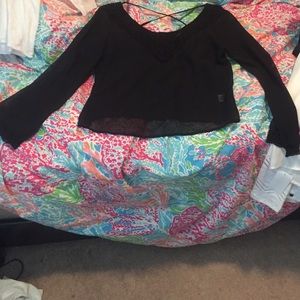NWT black sheer long sleeved top