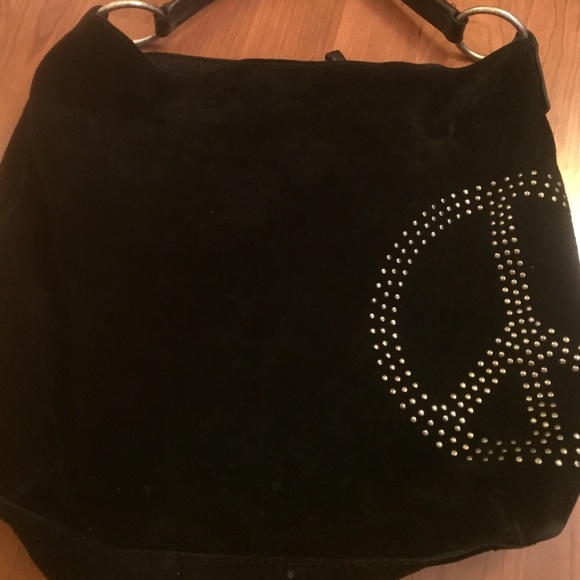 Black suede lucky brand hobo bag