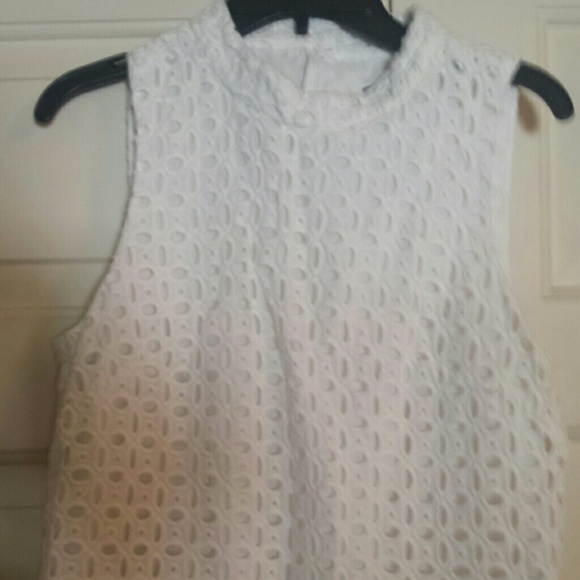 J Crew white eyelet sleeveless top