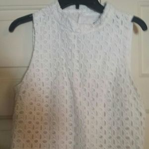 J Crew white eyelet sleeveless top