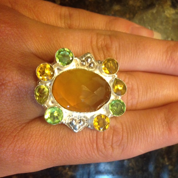 Citrine and Peridot Ring in Sterling Silver!