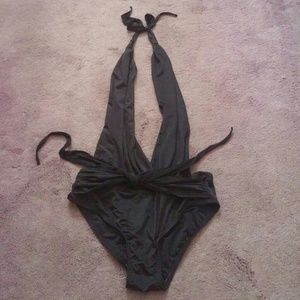 NWOT Black deep plunge swimsuit