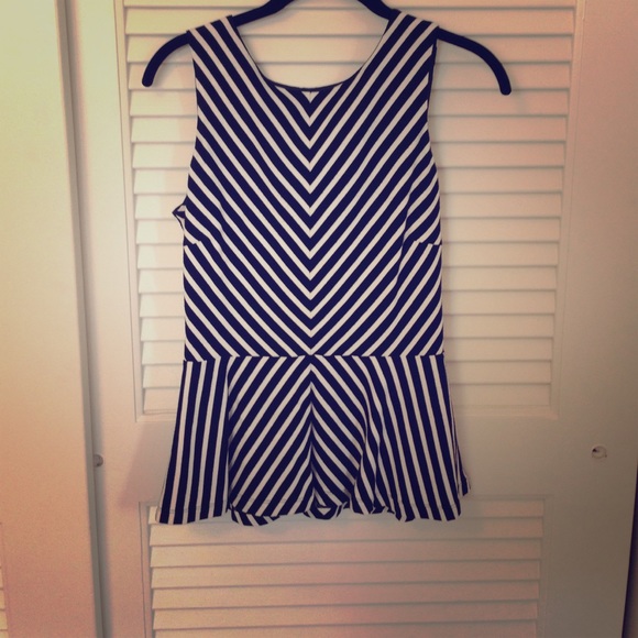 Black and White striped peplum