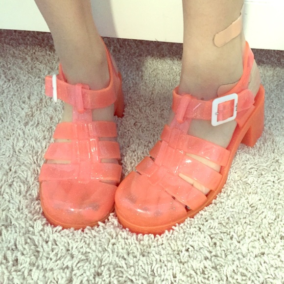 Orange Glitter JuJu Jelly Sandals
