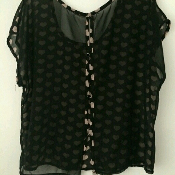 Heart Crop Top with Sheer Back - Picture 2 of 3