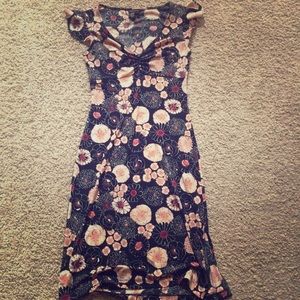BCBG Dress Floral Small Black Red White