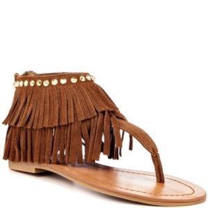 Steve Madden  Cognac Suede Fringe Thong Sandals