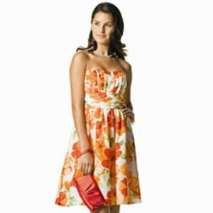 Orange/floral David's bridal Kentucky derby dress