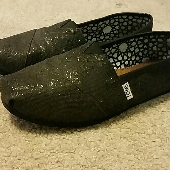 Black Glitter Toms