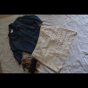 JCrew Tan Lace Mini Skirt