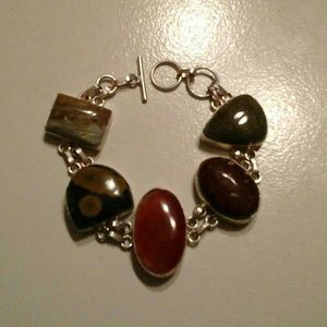 Silver semi precious gemstone bracelet