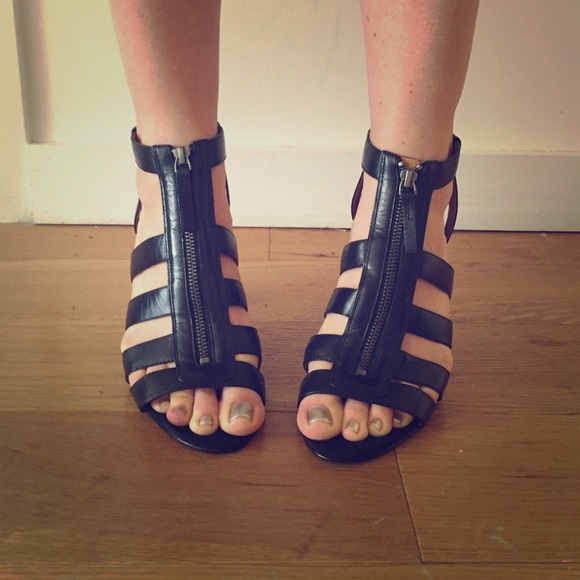 Nine West Black Gladiator Cage Sandals
