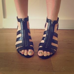 Nine West Black Gladiator Cage Sandals
