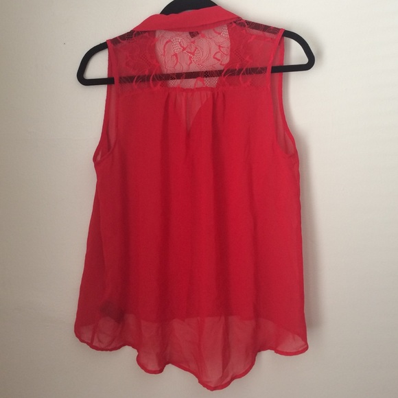 Red Button Up Tank - Picture 2 of 3