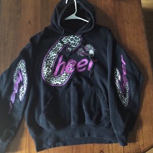 Size M hooded cheer sweatshirt no rips or stains