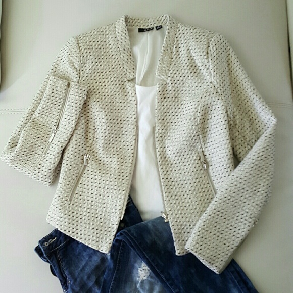 White Moto Blazer by Ana