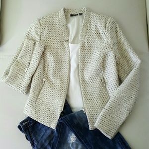 White Moto Blazer by Ana