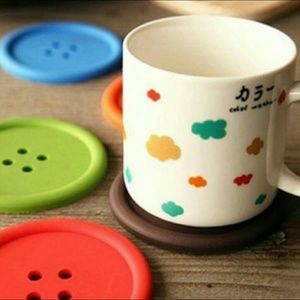 4pcs Cute Colorful Silicone Button Coaster Cup Mat