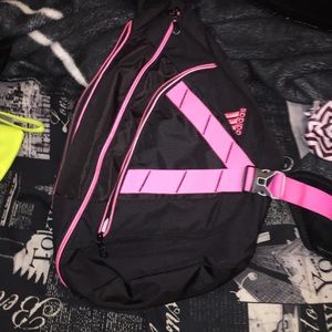 Black and pink Adidas backpack