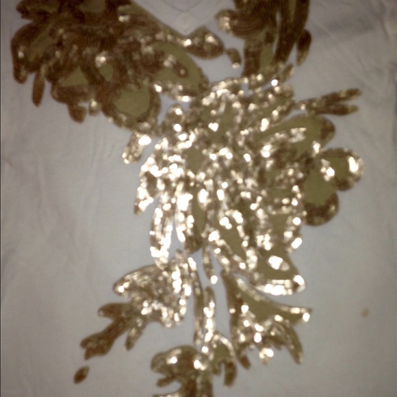Express Gold Sequined Tee - Picture 2 of 3