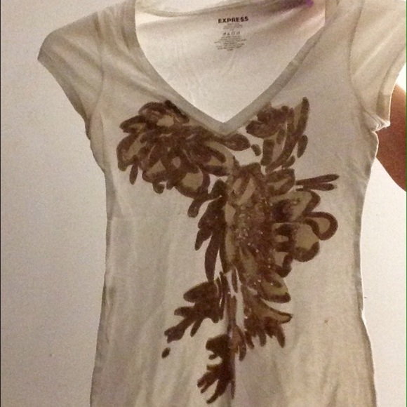 Express Gold Sequined Tee - Picture 3 of 3