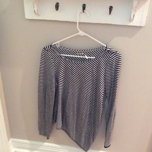 Max Studio Blue and White Angled Top