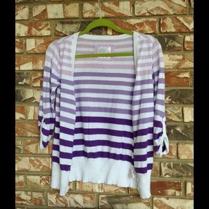 Girls size 18 cardigan with gradient purple strips