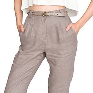 Linen High Waist Pleated Pant