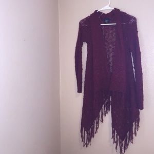 Fringe Maroon Cardigan