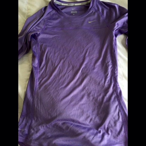 Purple long sleeve Nike Dri-Fit running shirt