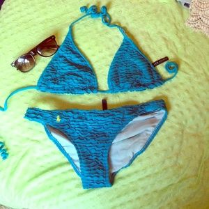 Ralph Lauren blue ruffle swimsuit
