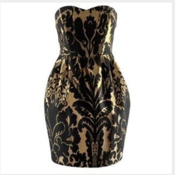 H&M Dresses & Skirts - H&M Gold Damask Strapless Dress