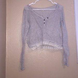 Hollister cropped Fringe sweater