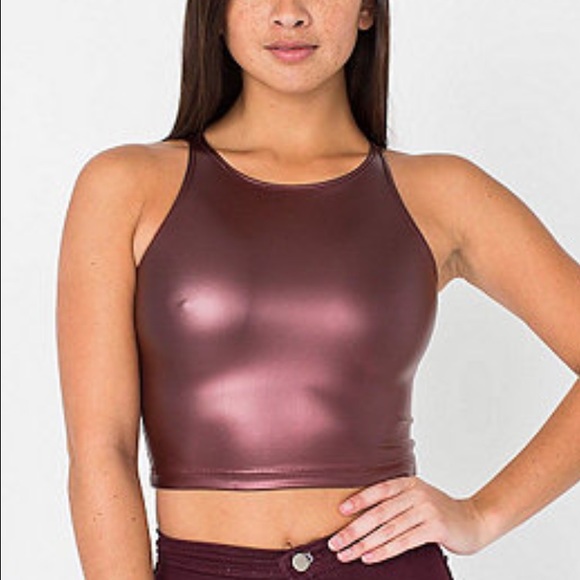 American Apparel red shiny crop top