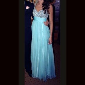 Light blue chiffon prom dress