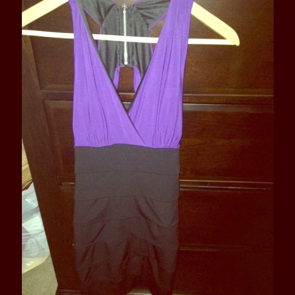 Black and purple cocktail dress
