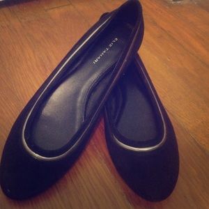 Black flats with silver lining