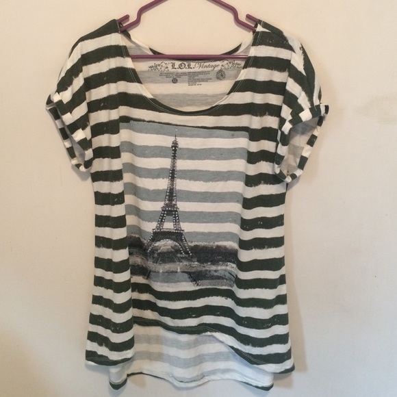 Green and cream Eiffel Tower shirt