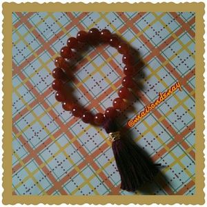 Semi precious beaded tassel bracelet