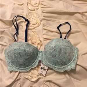 PINK NWT Aqua/Silver Lace Bra
