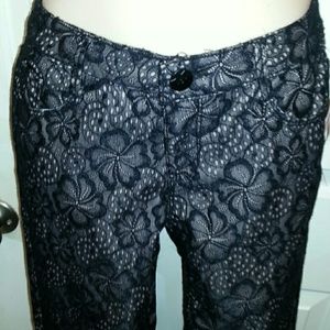 Black Nude Lace Skinny Pants NEW