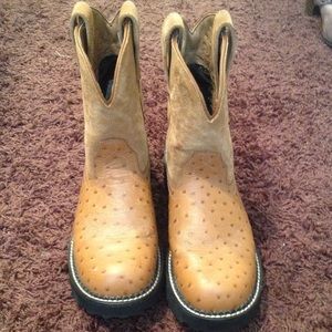 Ariat Ostrich Fat Baby round toe boots