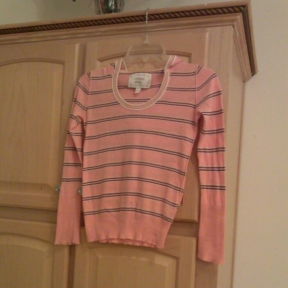 Limited too peach lng sleeve striped hooded top - Picture 2 of 4
