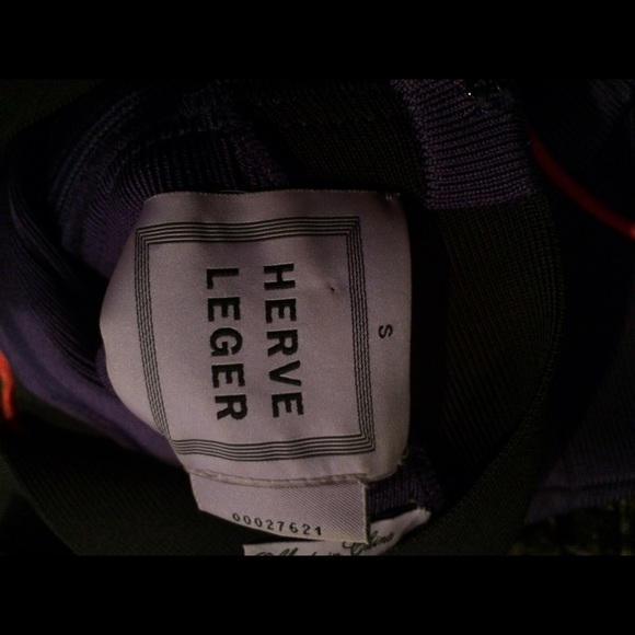 HERVE LEGER purple orange and black body con dress - Picture 4 of 4