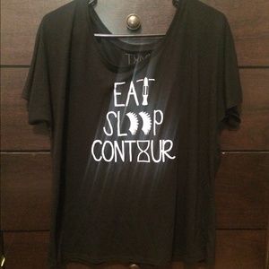 Off the shoulder makeup artist shirt
